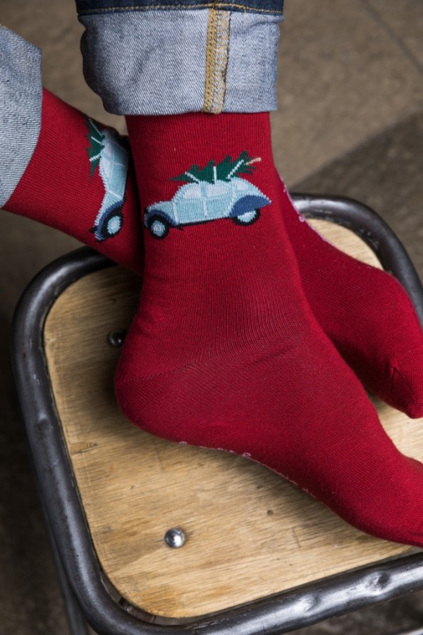 Chaussettes 2CV sapin rouge herms