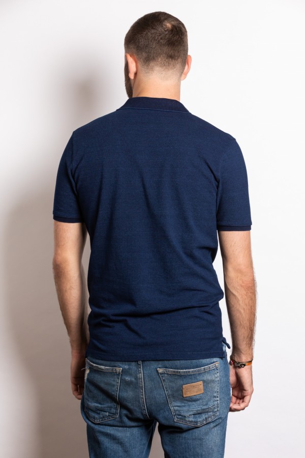 Polo bleu Denim CHARLES - Coton bio OEKO-TEX - Dos