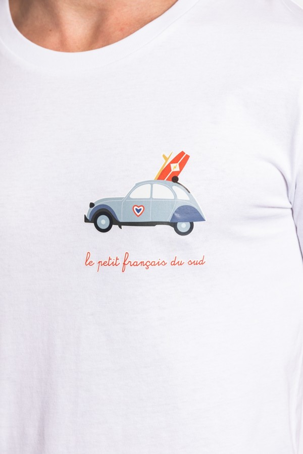 Tee shirt  blanc La petite 2CV surf dtails