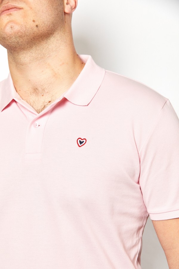 Polo rose CHARLES - Coton bio OEKO-TEX - Dtails