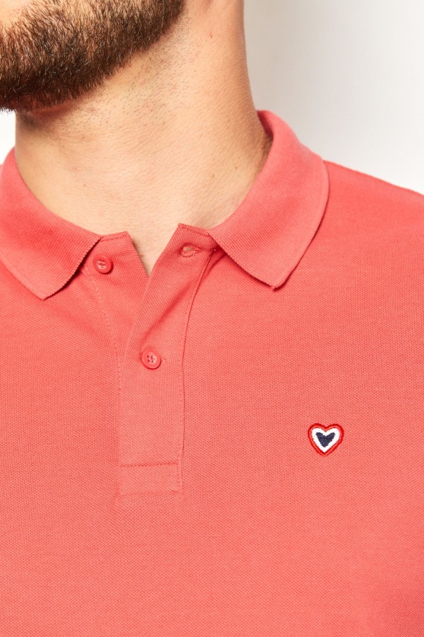 Polo carmin red CHARLES - 100% coton bio OEKO-TEX dtails 