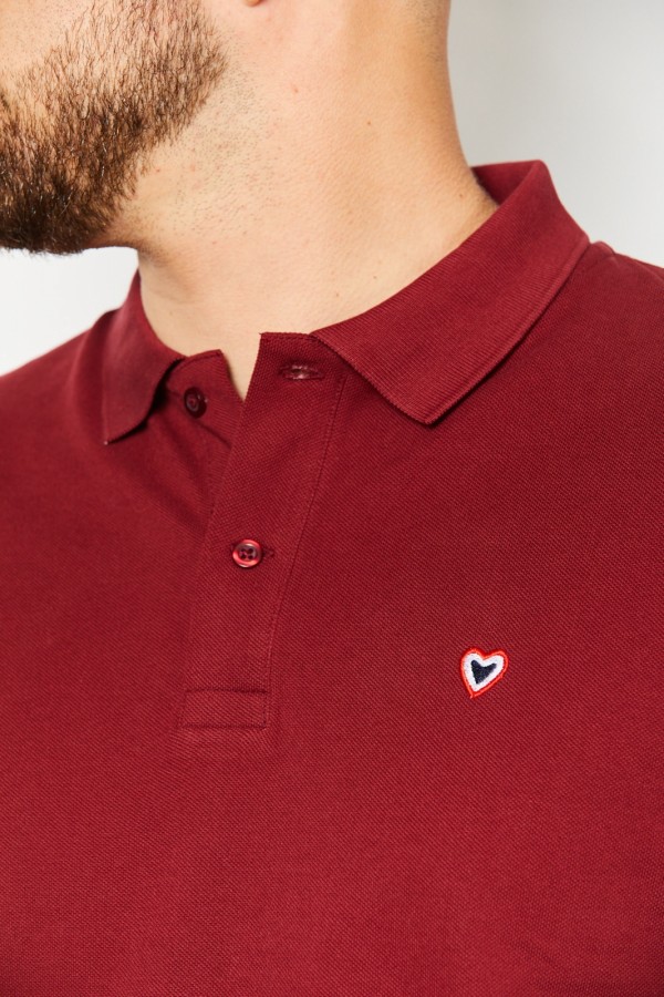 Polo bordeaux CHARLES - 100% coton bio OEKO TEX - Dtails