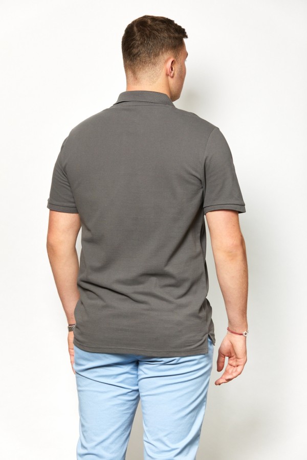 Polo gris anthracite CHARLES - 100% coton bio OEKO TEX - Dos