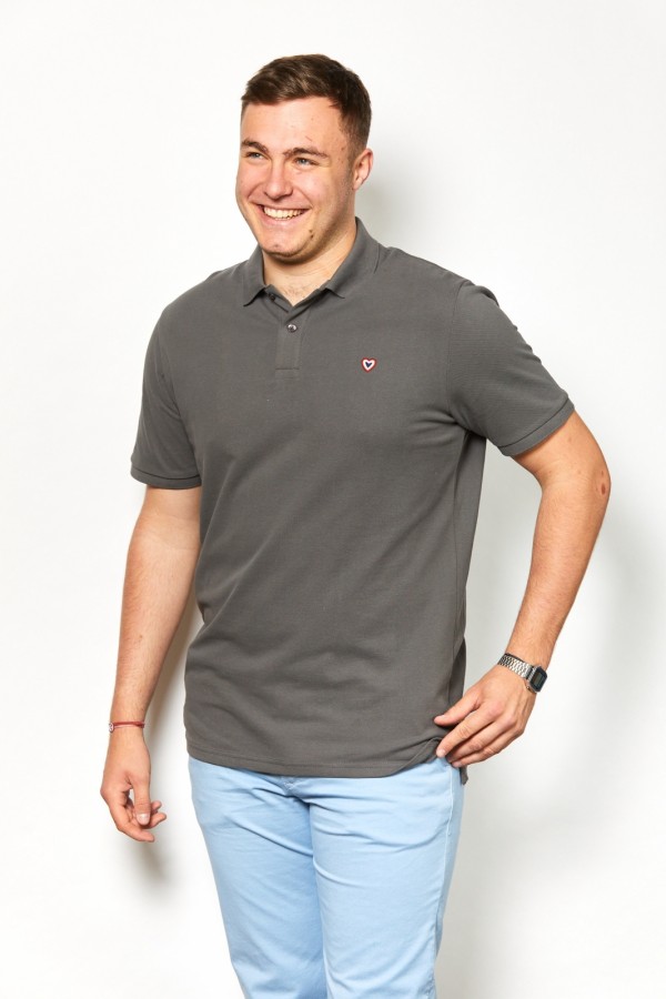 Polo gris anthracite CHARLES - 100% coton bio OEKO TEX