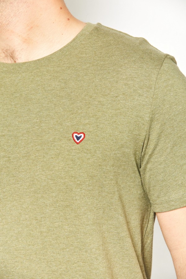 Tee Shirt col rond Kaki Chin Vincent dtails 