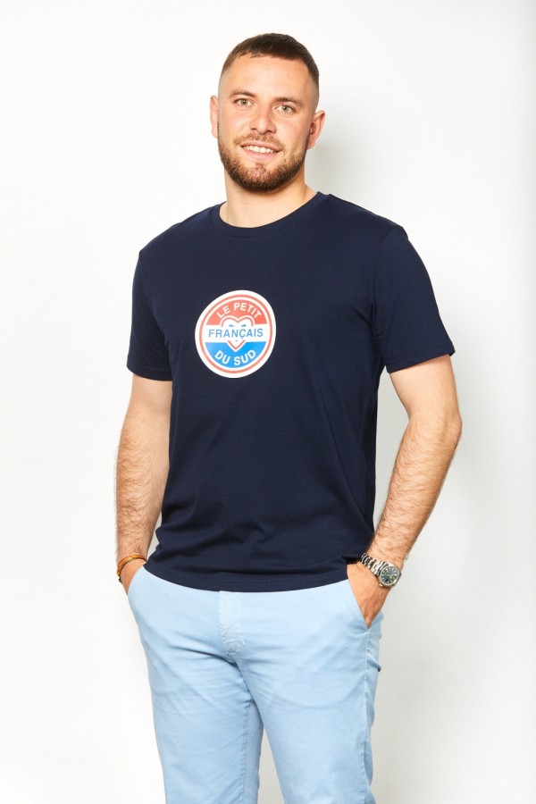 Tee Shirt col rond marine patch face 