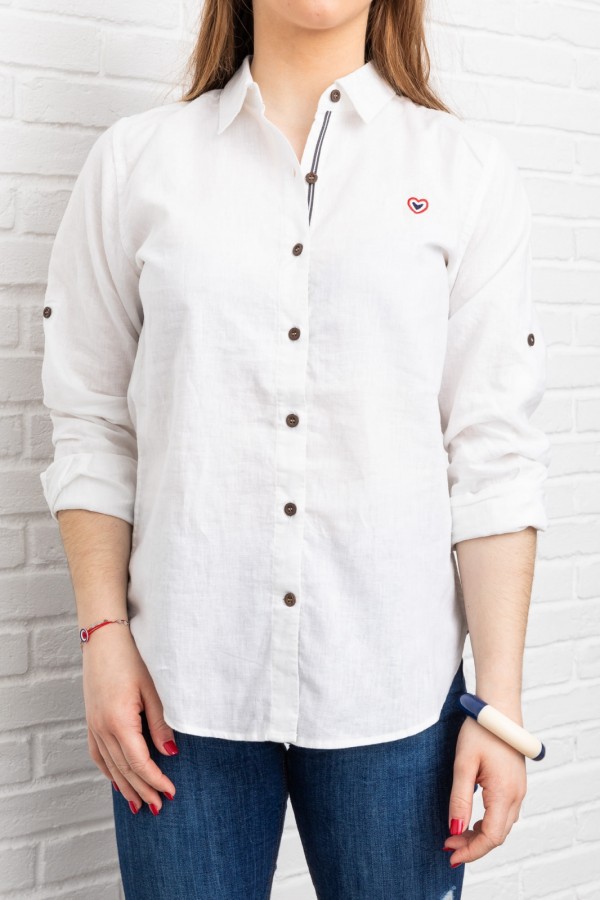 Chemise lin coton blanche femme 