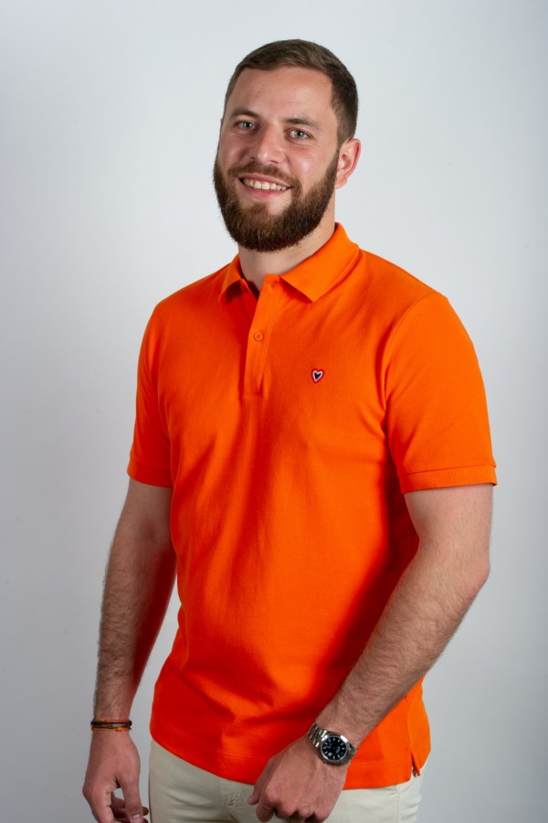 Polo orange CHARLES - 100% coton bio OEKO-TEX