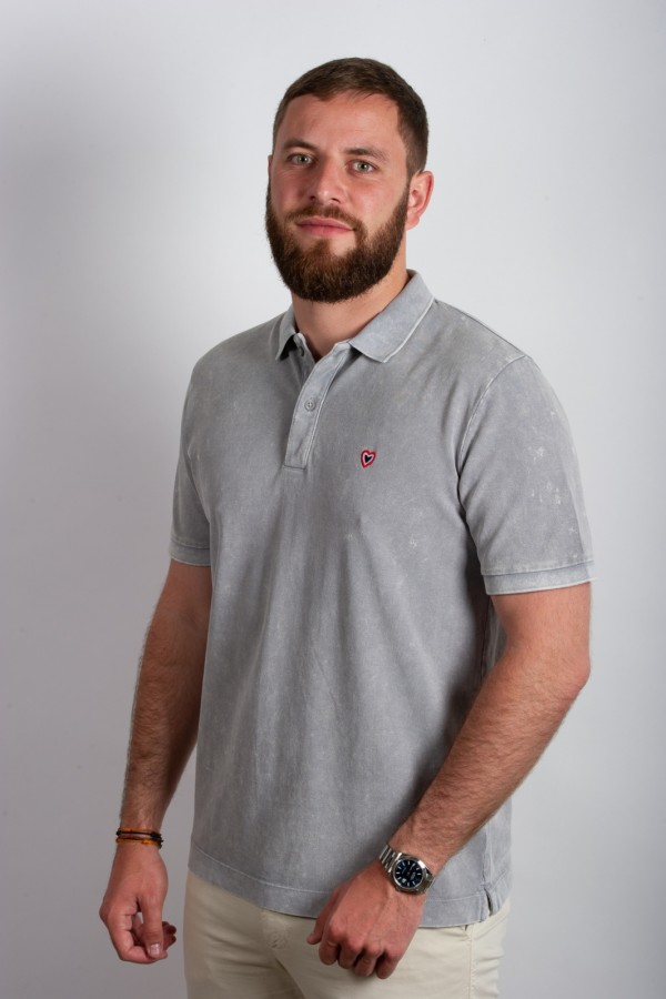 Polo gris dlav CHARLES - 100% coton bio OEKO-TEX