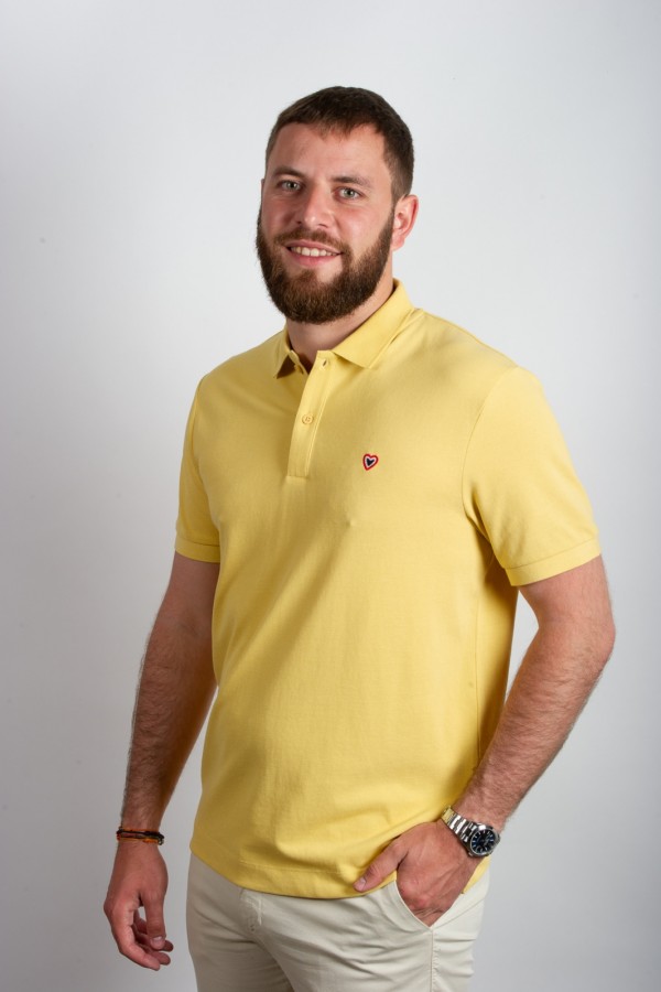 Polo jaune CHARLES - 100% coton bio OEKO-TEX - Face