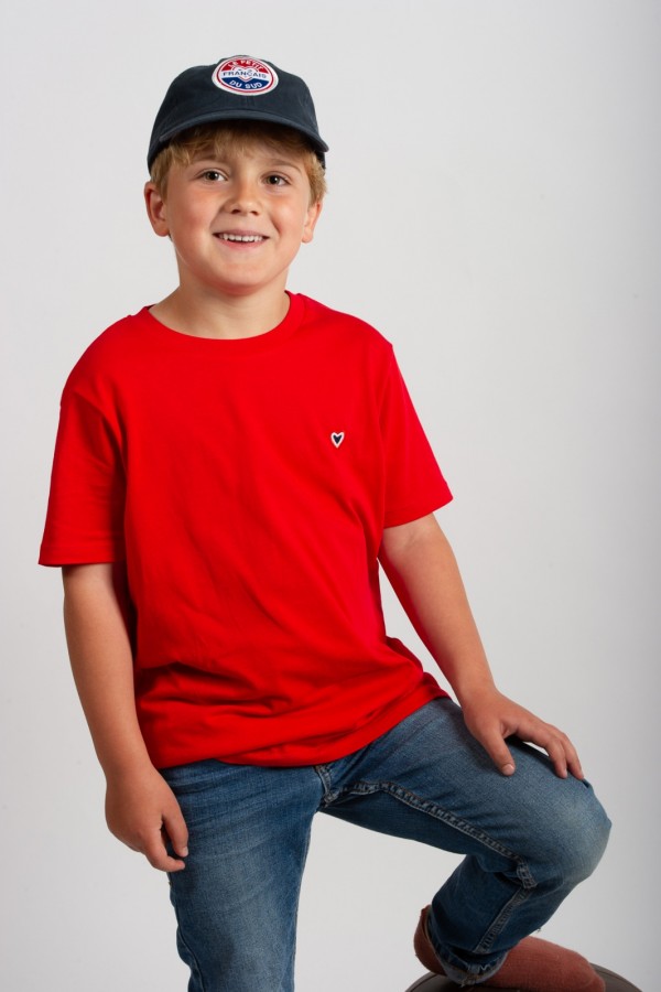 Tee-shirt col rond rouge 