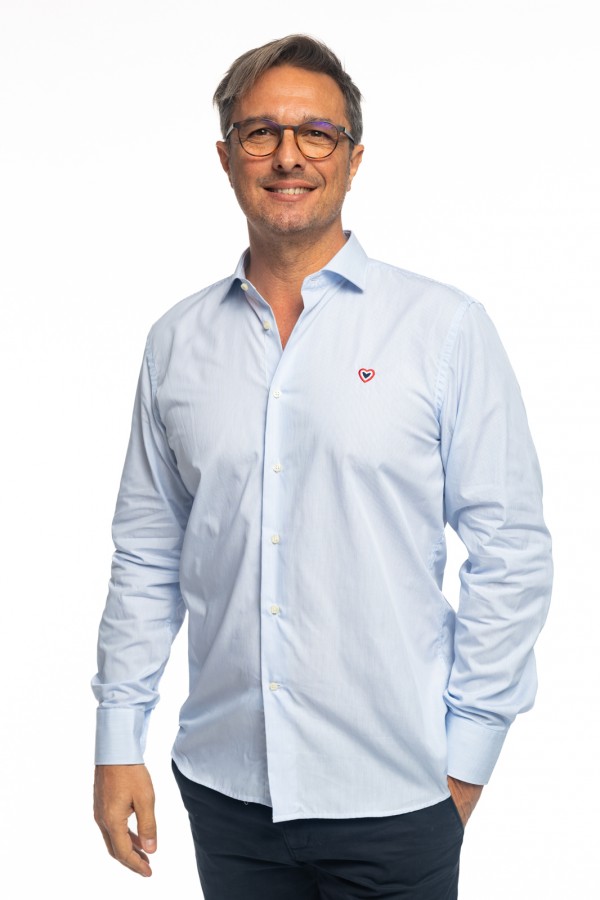 Chemise fines rayures ciel LORENZO