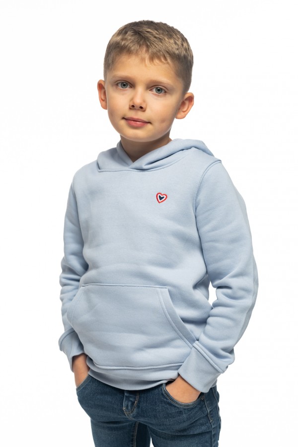 Sweat  capuche bleu ciel enfant 