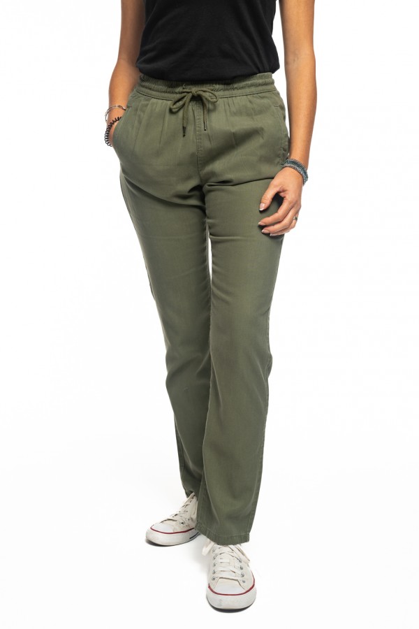 Pantalon Lyocell kaki femme 