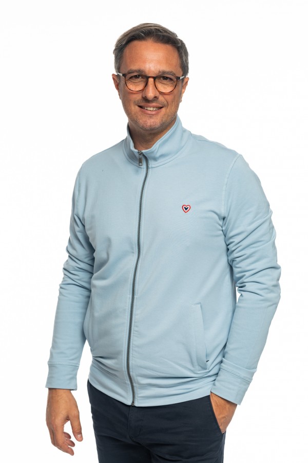 Sweat zip bleu ciel 