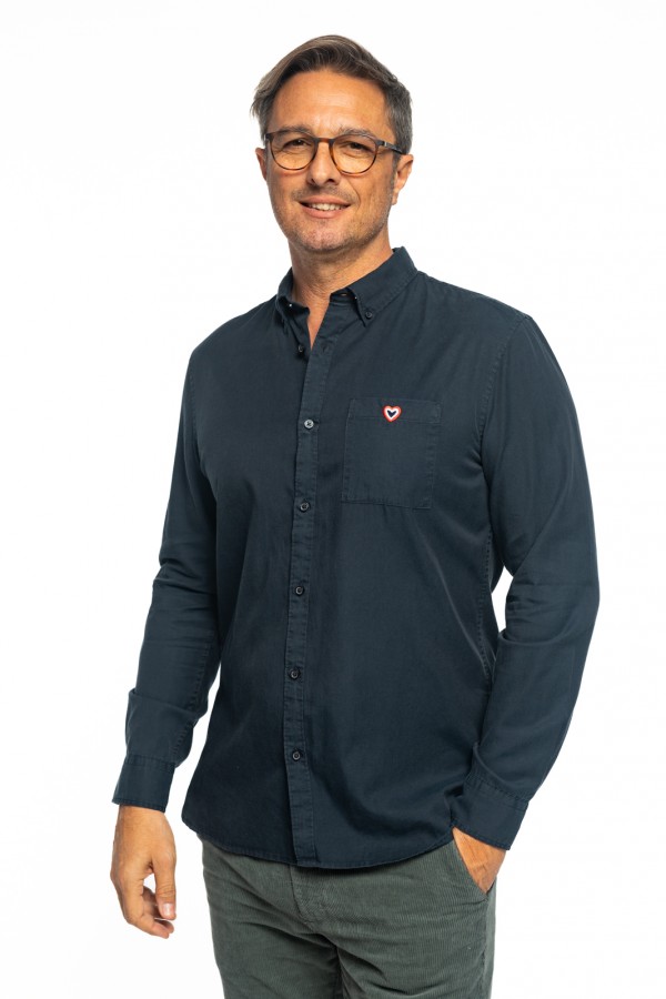 Chemise bleu marine avec poche 