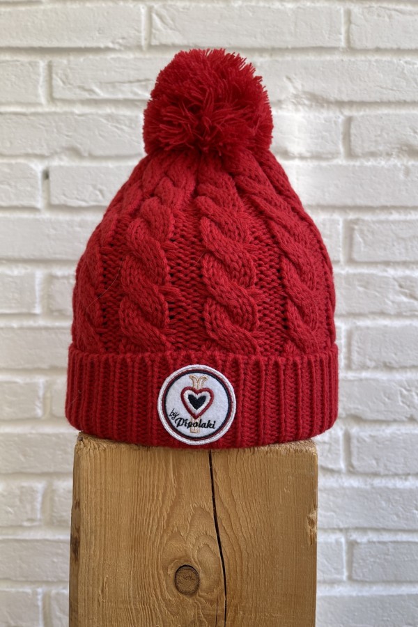 Bonnet pompon rouge 