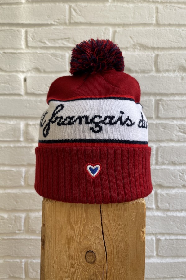 Bonnet pompon rouge 