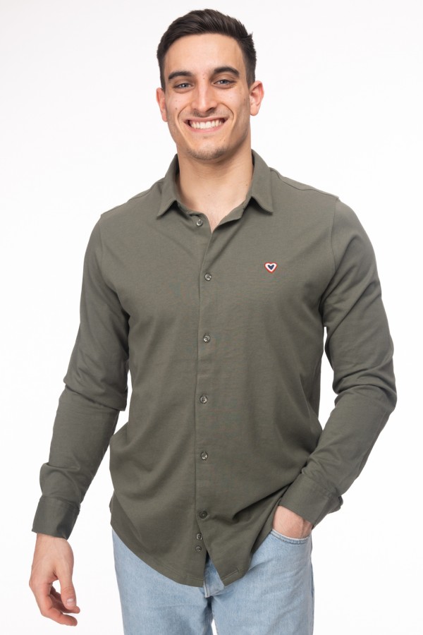 Chemise kaki en coton jersey biologique