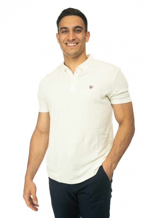 Polo maille gaufre ivoire  