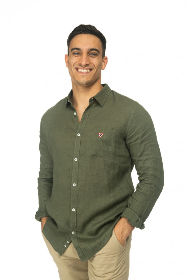 Chemise en lin kaki