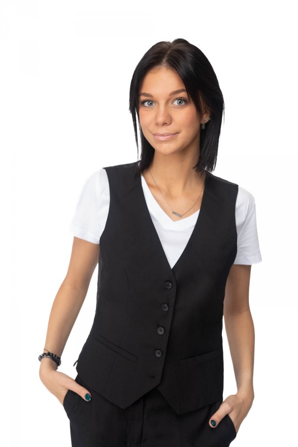 Gilet de costume noir pour femme