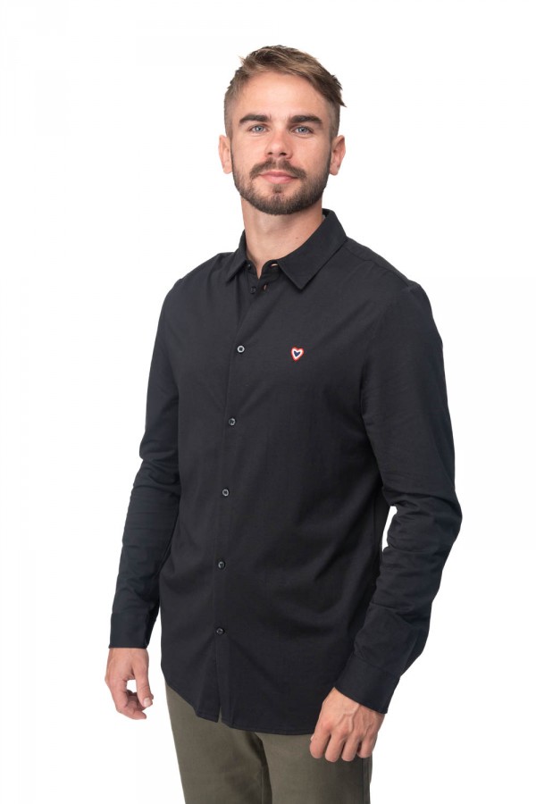 Chemise noire en coton jersey biologique 