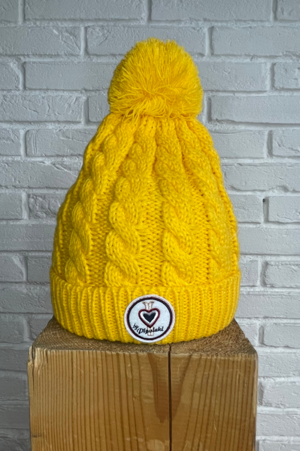 Bonnet pompon jaune