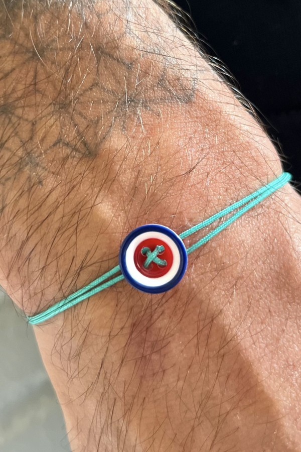 Bracelet bouton le petit franais du sud fil turquoise 